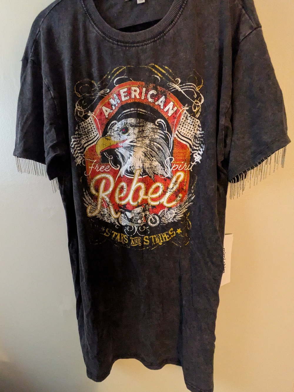 rebels Black Graphic Tee with Red and Yellow Accents
